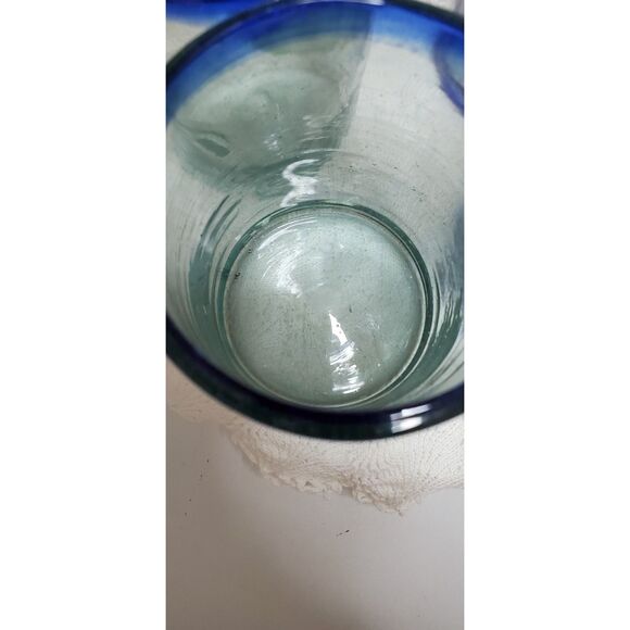 Hand Blown Mexican Glass Pitcher and 5 matching Glasses ~Merrari~ - Picture 12 of 14